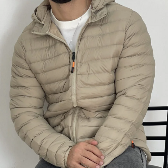 Lässiger, einfarbiger, wattierter Mantel mit Kapuze für Männer