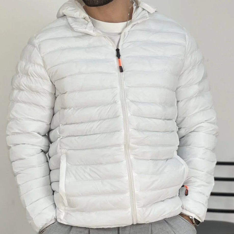 Lässiger, einfarbiger, wattierter Mantel mit Kapuze für Männer