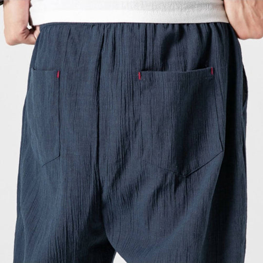 Herren-Leinenhose mit Kordelzug und elastischem Bund