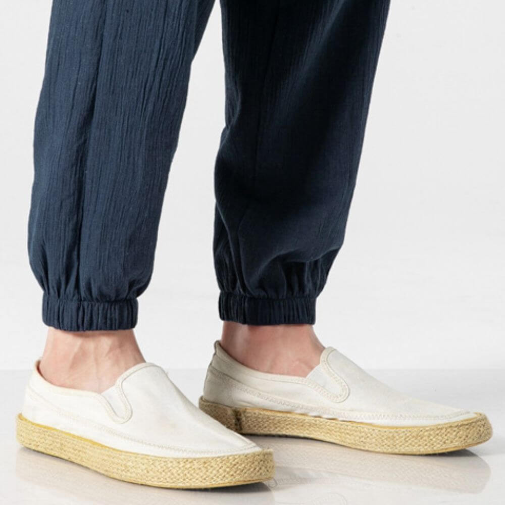 Herren-Leinenhose mit Kordelzug und lockerer Passform